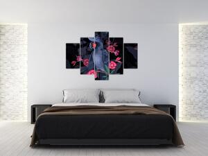 Slika - Papiga med rožami (150x105 cm)