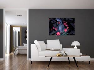 Slika - Papiga med rožami (90x60 cm)