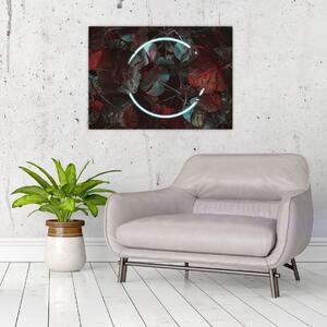 Slika - Neonski krog med palmami (70x50 cm)