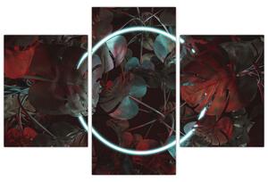 Slika - Neonski krog med palmami (90x60 cm)