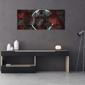 Slika - Neonski krog med palmami (120x50 cm)