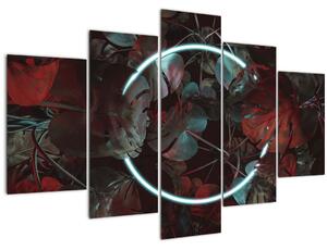Slika - Neonski krog med palmami (150x105 cm)