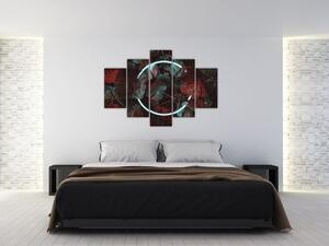 Slika - Neonski krog med palmami (150x105 cm)