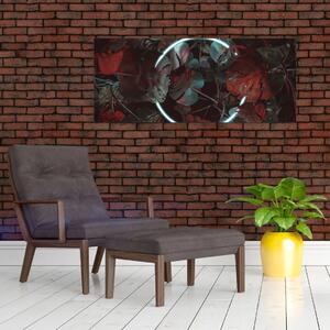 Slika - Neonski krog med palmami (120x50 cm)