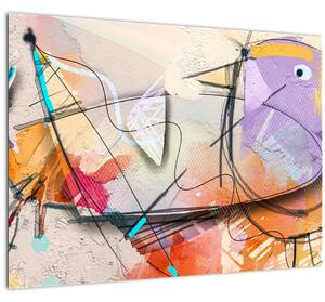Staklena slika - Abstrakcija, ptica (70x50 cm)