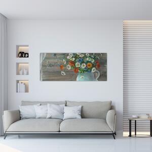 Slika - Travniške rože, oljna slika (120x50 cm)