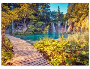 Staklena slika - Plitvička jezera, Hrvaška (70x50 cm)