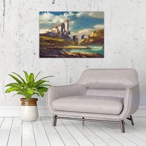 Staklena slika - Srednjeveški grad (70x50 cm)