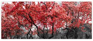 Slika - Rdeča drevesa, Central Park, New York (120x50 cm)
