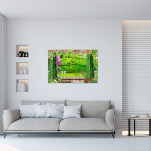 Slika - Čarobni vrt z labodi (90x60 cm)