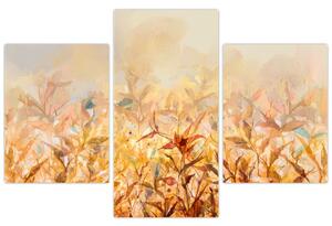 Slika - Listje v jesenskih barvah, oljna slika (90x60 cm)