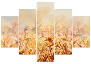 Slika - Listje v jesenskih barvah, oljna slika (150x105 cm)