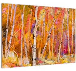Staklena slika - Jesenski gozd (70x50 cm)
