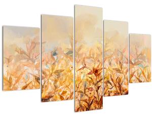 Slika - Listje v jesenskih barvah, oljna slika (150x105 cm)