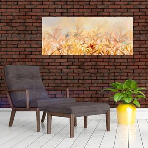 Slika - Listje v jesenskih barvah, oljna slika (120x50 cm)