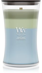 Woodwick Trilogy Verdant Woods mirisna svijeća s drvenim fitiljem 610 g