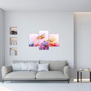 Slika - Metulj nad rožo, abstrakcija (90x60 cm)