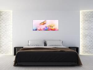 Slika - Metulj nad rožo, abstrakcija (120x50 cm)