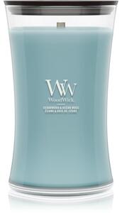 Woodwick Cedarwood & Ocean Moss mirisna svijeća s drvenim fitiljem 610 g