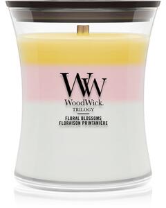 Woodwick Trilogy Floral Blossoms mirisna svijeća s drvenim fitiljem 275 g