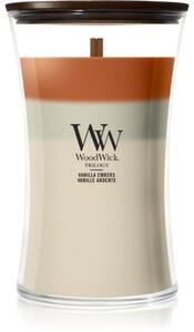 Woodwick Trilogy Vanilla Embers mirisna svijeća s drvenim fitiljem 610 g