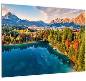 Staklena slika - Uriško jezero, Avstrija (70x50 cm)