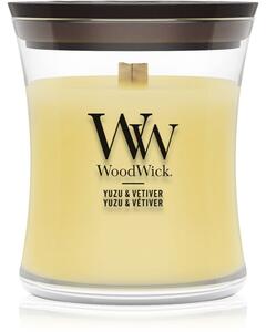 Woodwick Yuzu & Vetiver mirisna svijeća s drvenim fitiljem 275 g