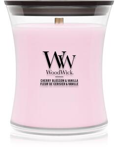 Woodwick Cherry Blossom & Vanilla mirisna svijeća s drvenim fitiljem 275 g