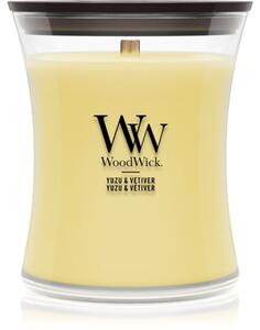 Woodwick Yuzu & Vetiver mirisna svijeća s drvenim fitiljem 275 g