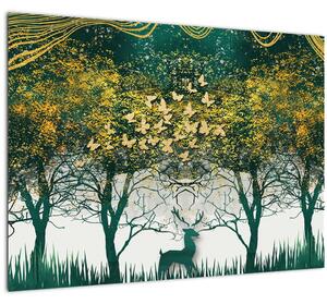 Slika - Jeleni v zelenem gozdu (70x50 cm)