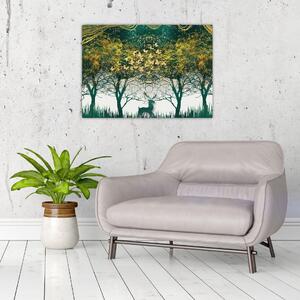 Slika - Jeleni v zelenem gozdu (70x50 cm)