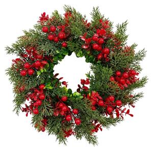 Adventni vijenac za vrata RED BERRIES Ø 35 cm, zeleni/crveni