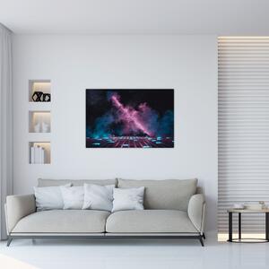 Slika - Rožnato moder dim (90x60 cm)