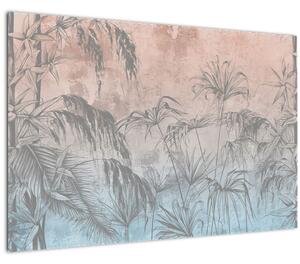 Slika - Tropske rastline na steni (90x60 cm)