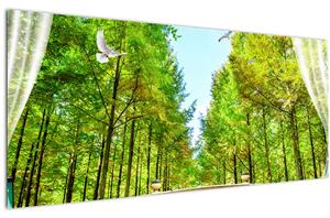 Slika - Pogled na gozd (120x50 cm)