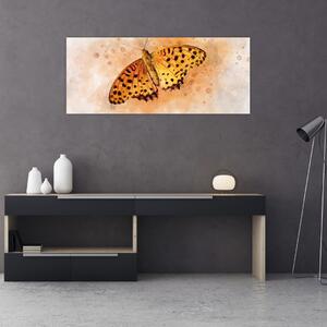 Slika - Oranžni metulj, akvarel (120x50 cm)