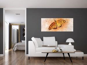 Slika - Oranžni metulj, akvarel (120x50 cm)