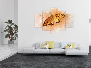 Slika - Oranžni metulj, akvarel (150x105 cm)