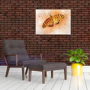 Slika - Oranžni metulj, akvarel (70x50 cm)