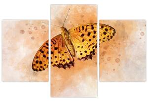 Slika - Oranžni metulj, akvarel (90x60 cm)