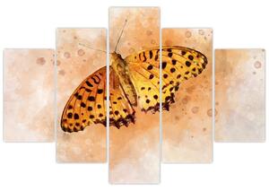 Slika - Oranžni metulj, akvarel (150x105 cm)