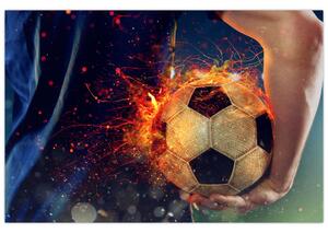 Slika - Nogometna žoga v ognju (90x60 cm)