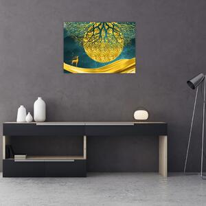 Slika - Abstrakcija, Zlata pokrajina (70x50 cm)