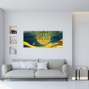 Slika - Abstrakcija, Zlata pokrajina (120x50 cm)