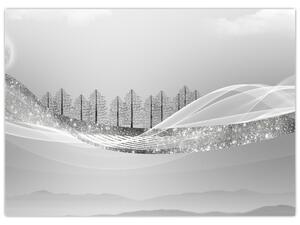 Staklena slika - Srebrna pokrajina (70x50 cm)