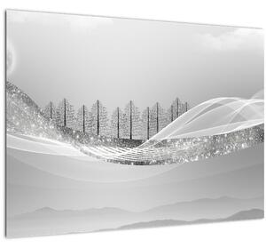 Staklena slika - Srebrna pokrajina (70x50 cm)