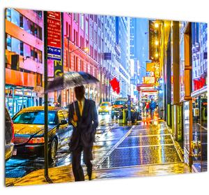 Staklena slika - Mesto v neonskem sijaju (70x50 cm)