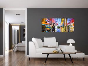 Slika - Mesto v neonskem sijaju (120x50 cm)