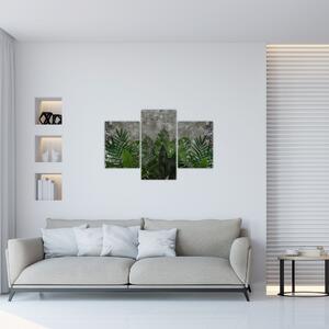 Slika - Betonski zid z rastlinami (90x60 cm)