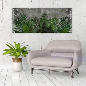 Slika - Betonski zid z rastlinami (120x50 cm)